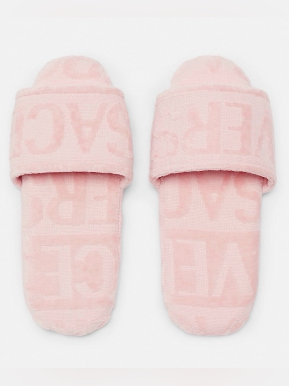 Versace Pink Rosa Allover Baroque Bath Slippers XL Authentic